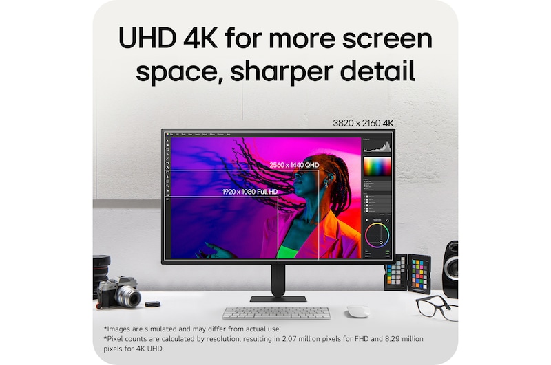 LG UltraFine UHD 4K display showing enhanced clarity and expanded screen space
