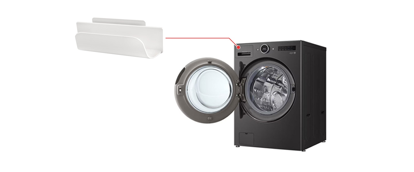 Easy Handle is mounted on the front of the detergent drawer of a washer or the water tank of a dryer