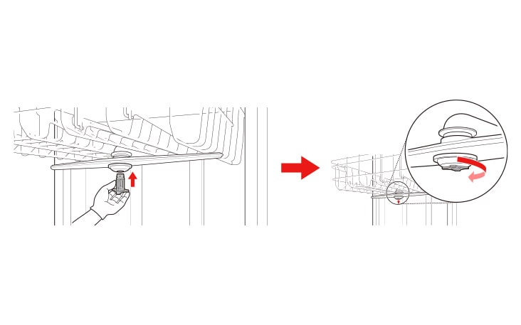 Position the new upper nozzle as shown below and insert the holder