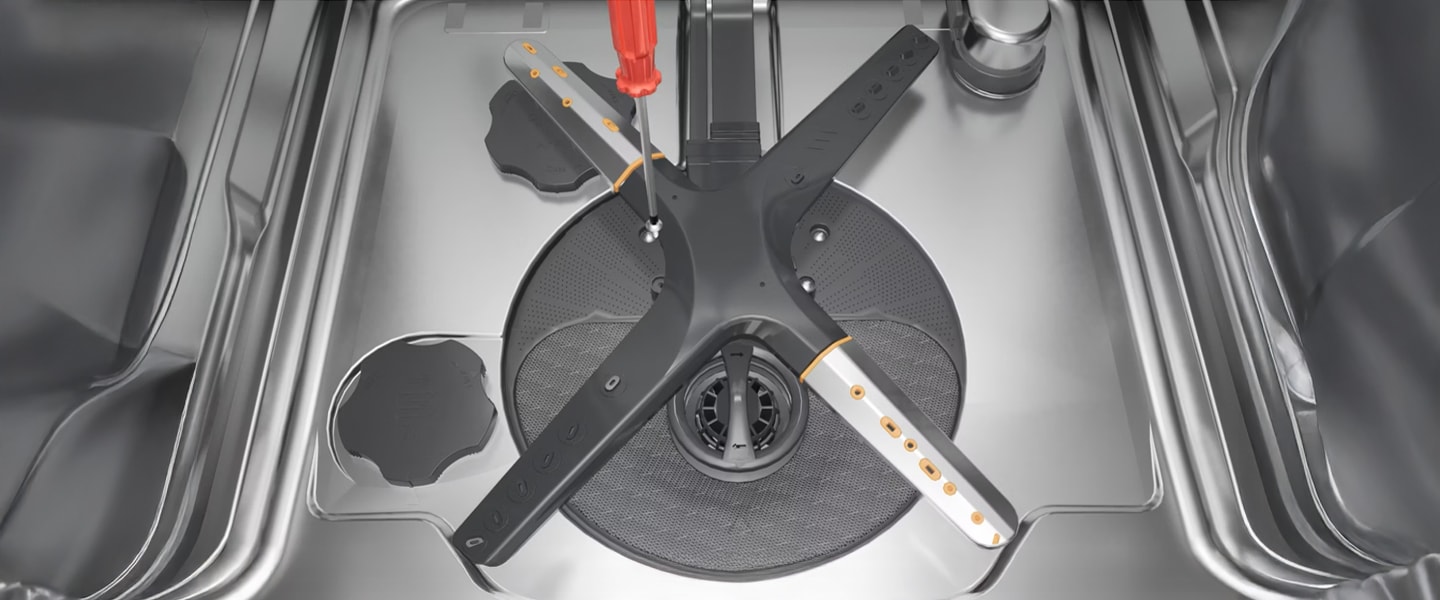 The lower spray arm is located beneath the lower rack.