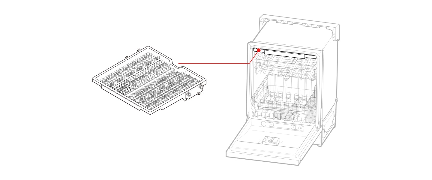 The Top Cutlery Rack is the rack located at the very top of the dishwasher.