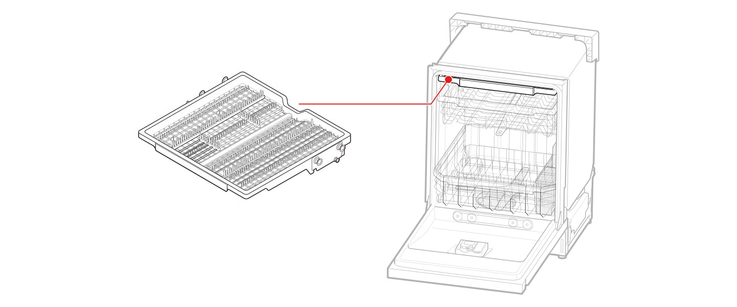 The Top Cutlery Rack is the rack located at the very top of the dishwasher.