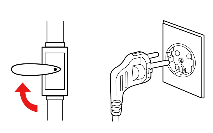 Close the gas valve Then Turn off the power and unplug it