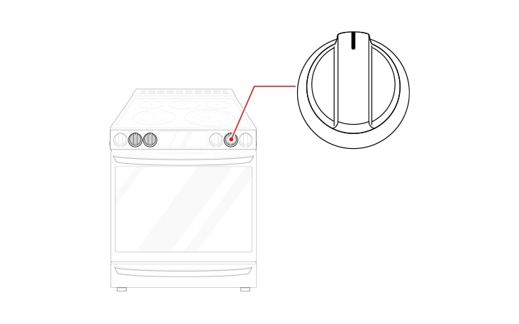 The knob is located on the front of the cooktop