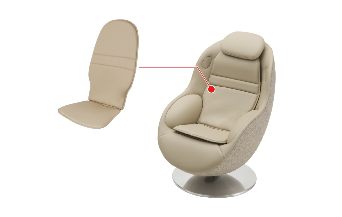 The Back Cushion is attached above the Back Leather Pad