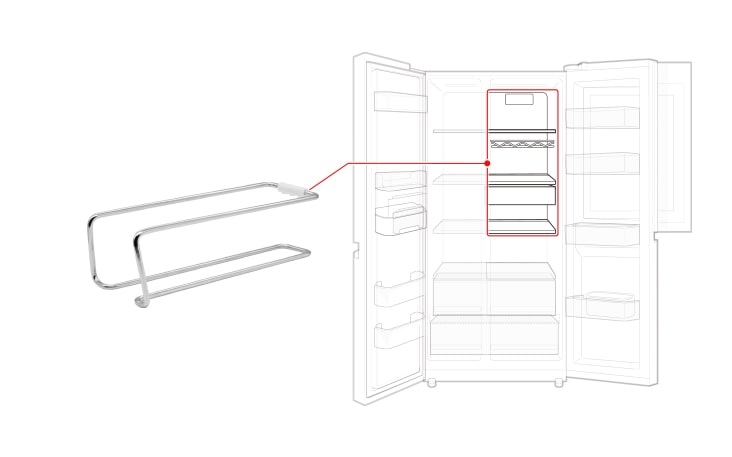 We recommend that you check the outer dimensions of the accessory before purchase and ensure that it can be placed inside your current refrigerator If the space inside the refrigerator is smaller than the accessory it cannot be used If there is a wine rack or another shelf above or below the shelf where you plan to install the Beverage Tray installation may be restricted