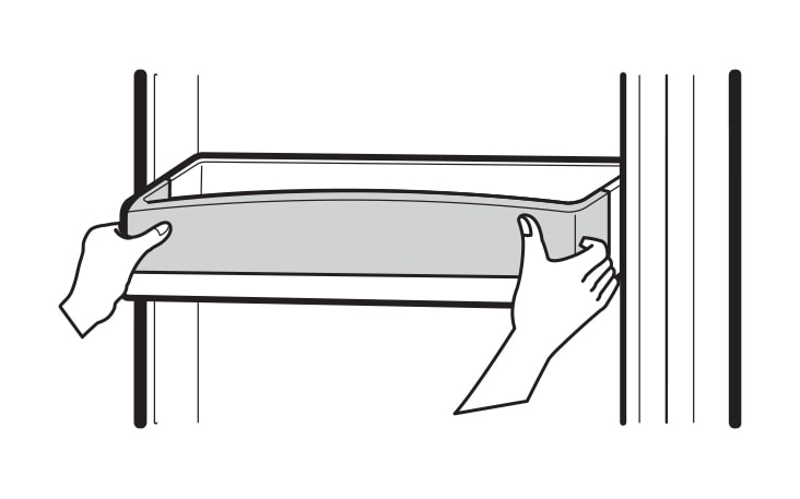 To replace the bin slide it in above the desired support button and push down until it stops