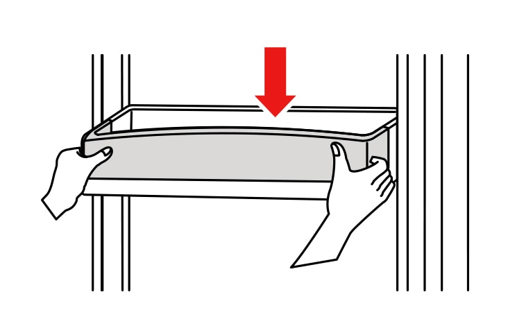 To replace the rack slide it in above the desired support button and push down until it stops