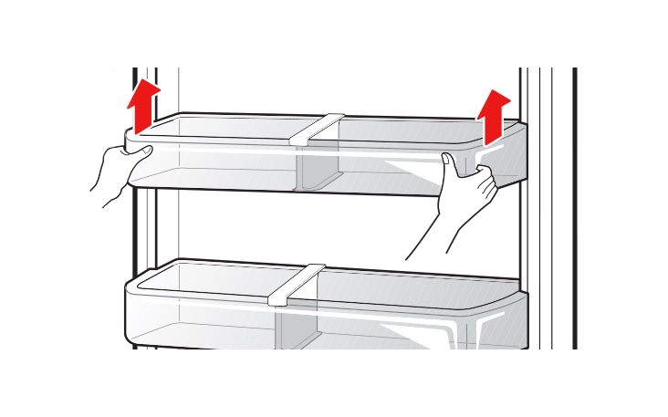 To replace the bin slide it in above the desired support and push down until it snaps into place