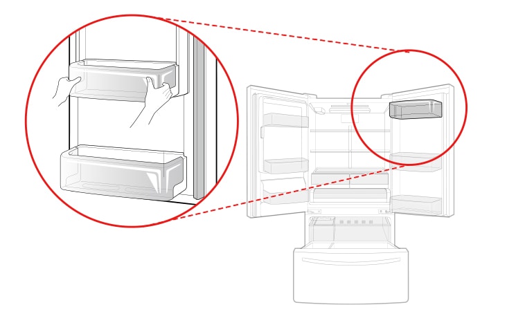 This is the basket in the upper right corner of the refrigerator compartment