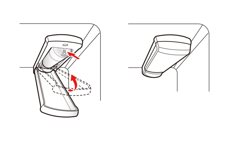 Rotate the water filter up into position and close the cover. The cover will click when closed correctly. - After the water filter is replaced, dispense 2.5 gallons of water (flush for approximately 5minutes) to remove trapped air and contaminants from the system.