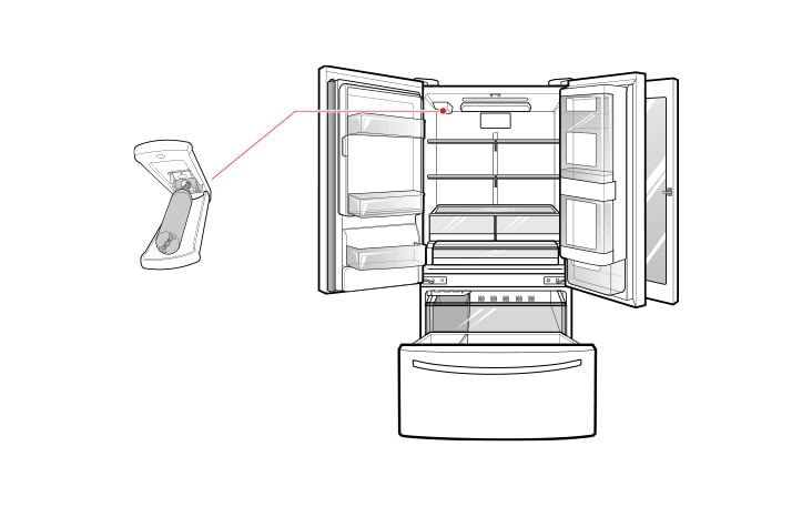 Install the filter on the top left side of the refrigerator