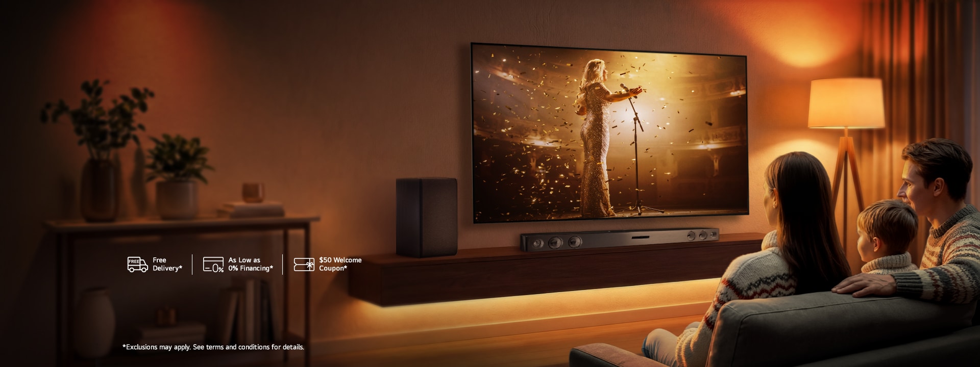 Bring movie nights to life with select TVs & soundbars starting at $179.99!