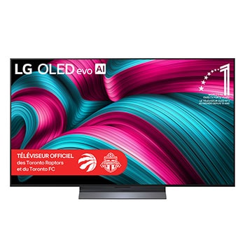 Front view of 48 inch LG OLED evo AI C5 4K Smart TV 2025 OLED48C5YUA