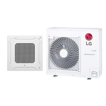 Images of indoor and outdoor AC units.