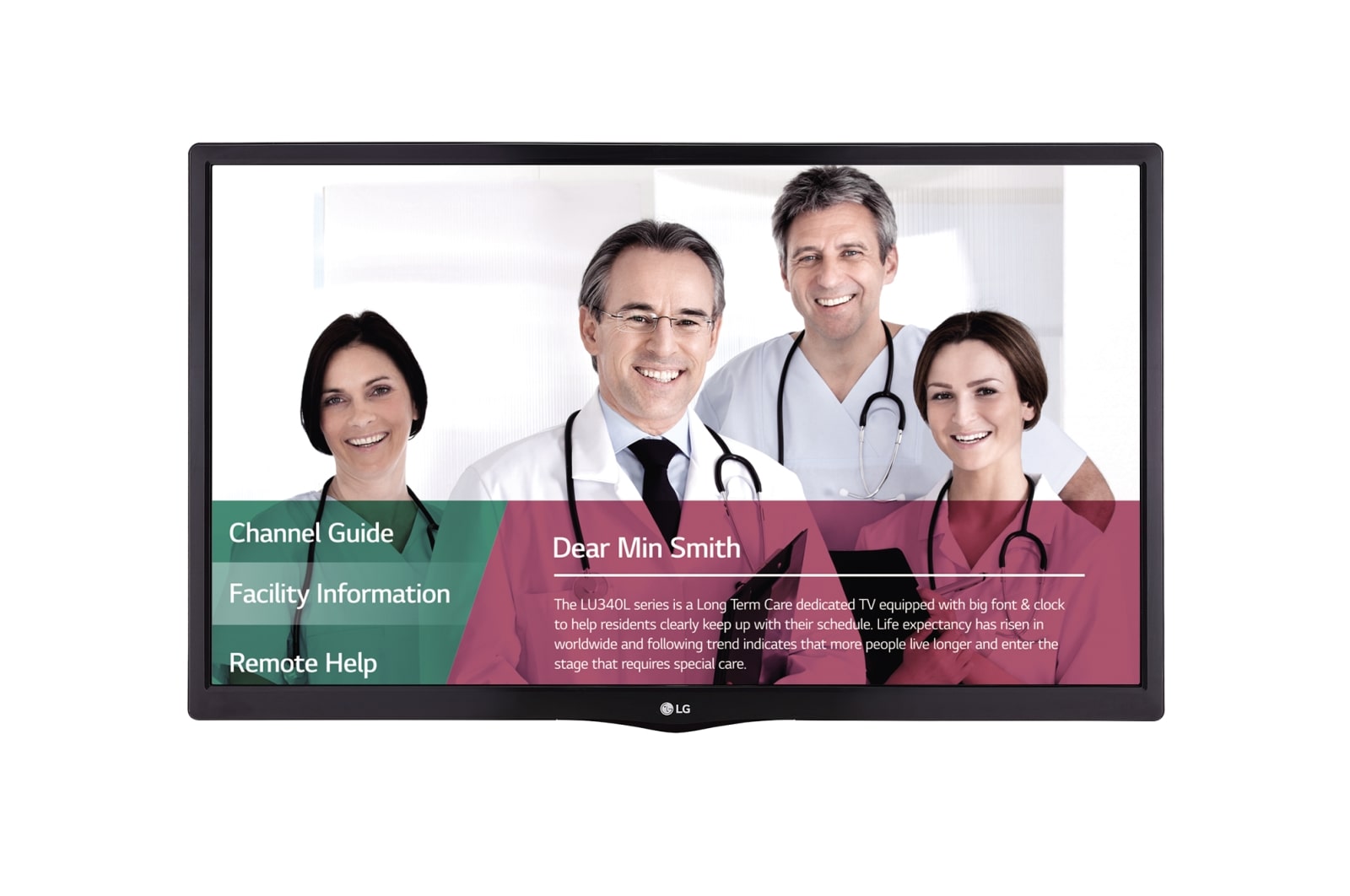 Front view of 24&#34; Healthcare TV 24LT572MBUB