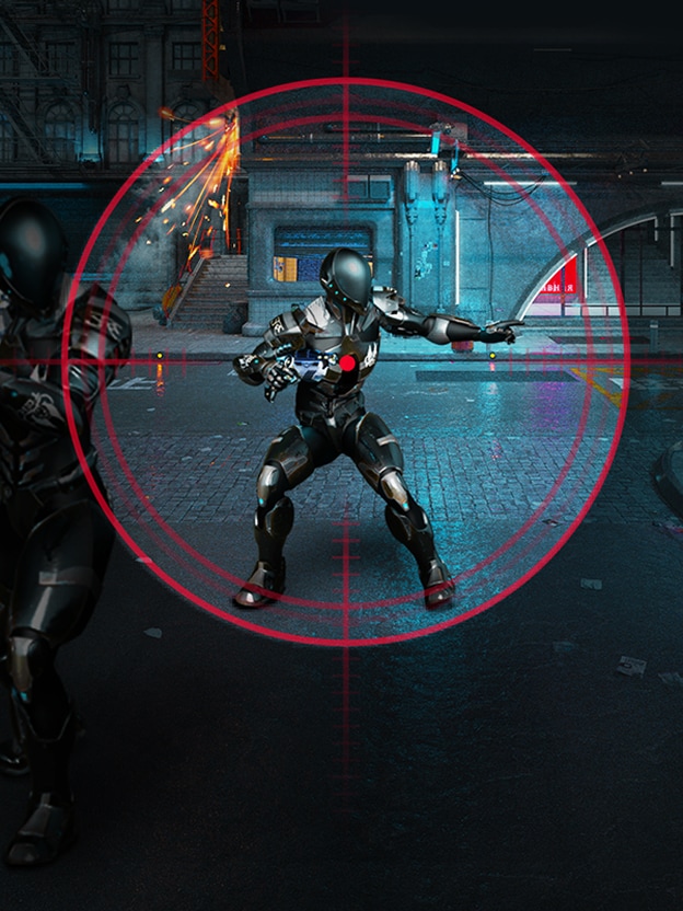 LG gaming monitor comparing a dark scene before and after Black Stabilizer illustrates clearer visibility in shadows.