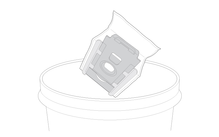 Throw away the dust bag Prepare a new dust bag To avoid odors do not reuse the dust bags