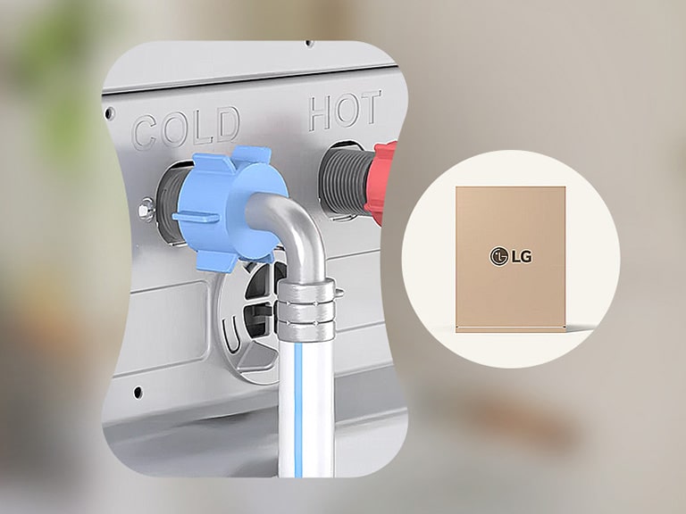 LG front-loading washing machine installation guide: step-by-step video for water and drain connections and levelling