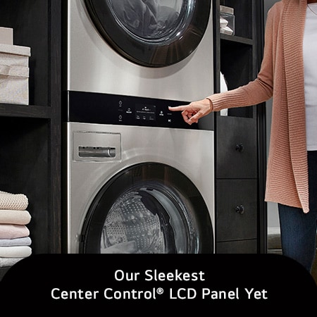 The LG WashTower SWWE50N3 in Stainless Steel, featuring the sleek Center Control® LCD Panel for convenient and easy operation.
