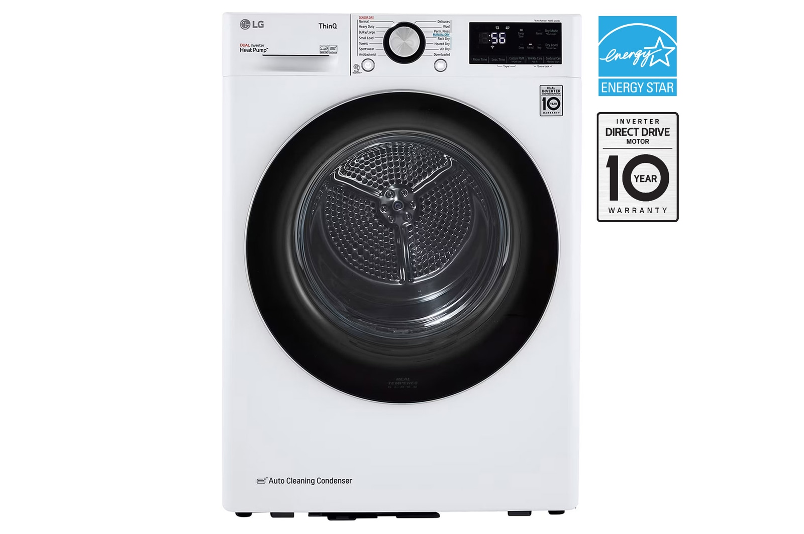Front view of 4.2 cu. ft. Compact 24" Heat Pump Dryer with Sensor Dry and WiFi DLHC1455W