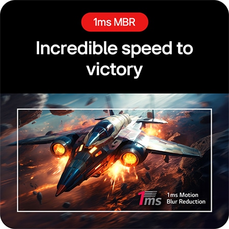 LG UltraGear Gaming Monitor 24GS50FX-B, delivering incredible speed to victory through 1ms MBR (Motion Blur Reduction) technology.