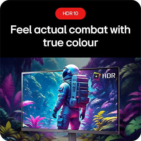 LG UltraGear Gaming Monitor 24GS50FX-B, allowing users to feel actual combat with true color thanks to HDR 10 support.