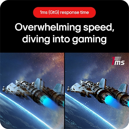 LG UltraGear Gaming Monitor 27GS60QN-B, delivering overwhelming speed for diving into gaming, thanks to the 1ms (GtG) response time.
