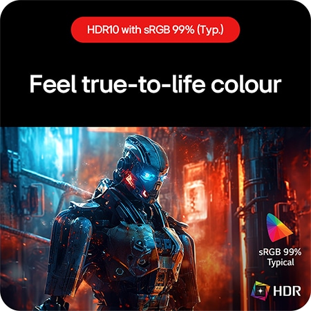 LG UltraGear Gaming Monitor 27GS60QN-B, allowing users to feel true to life color thanks to HDR10 support and 99% sRGB coverage.