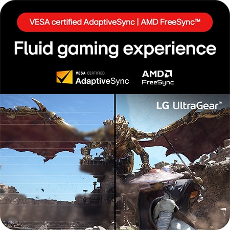 LG UltraGear Gaming Monitor 27GS60QN-B, delivering a fluid gaming experience through VESA certified AdaptiveSync and AMD FreeSync™ technology.