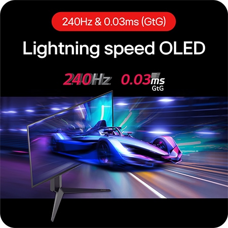 LG UltraGear Gaming Monitor 27GS93QE delivers lightning-fast movements in games with a 240Hz refresh rate and 0.03ms (GtG) response time.