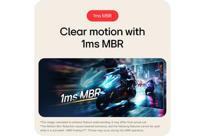 LG Monitor 29U511A ensures clear motion display in games thanks to 1ms MBR (Motion Blur Reduction) technology.