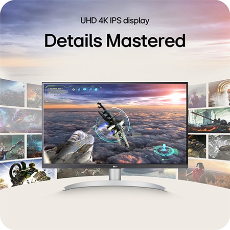 LG Monitor 27UP650K with UHD 4K IPS Display highlighting the precision of detail and promising that every detail is right for an immersive viewing experience.