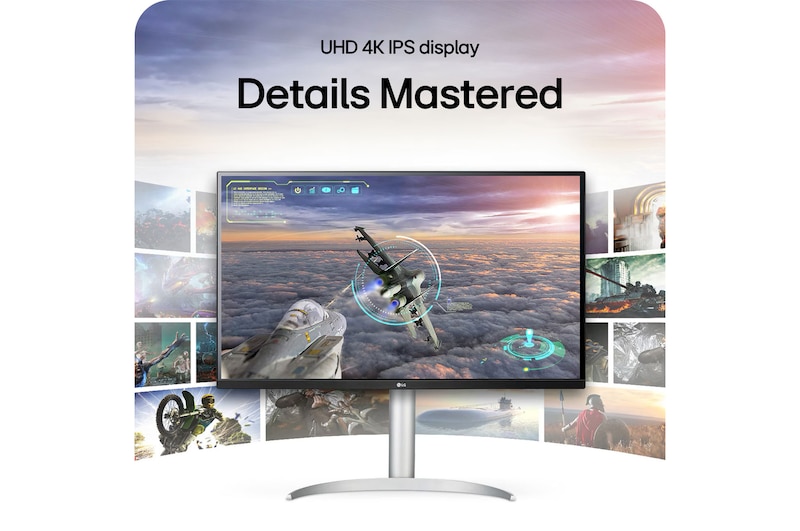 LG Monitor 32UP83AK, featuring a UHD 4K IPS Display, perfectly reproduces all details from various content for an immersive viewing experience.