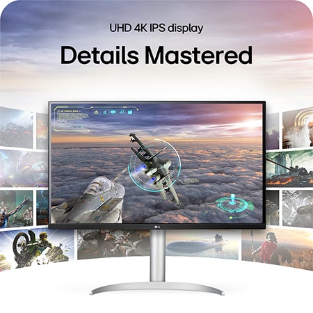 LG Monitor 32UP83AK, featuring a UHD 4K IPS Display, perfectly reproduces all details from various content for an immersive viewing experience.