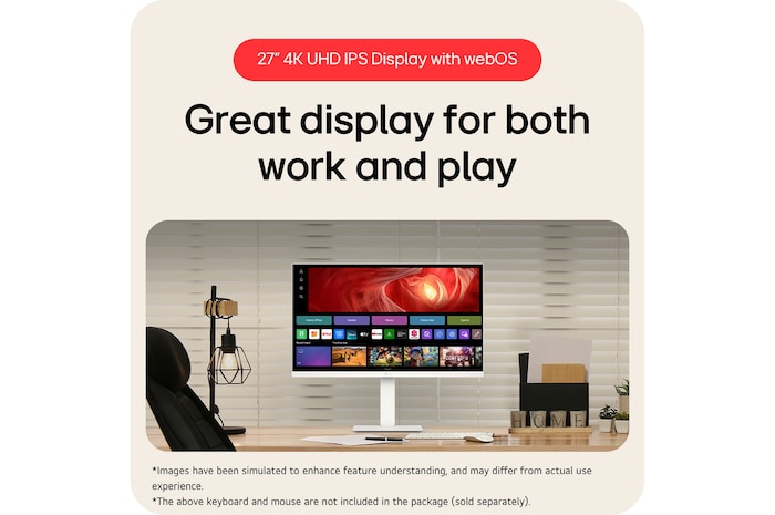  The LG Smart Monitor 27U730SA-W in a white finish, featuring a 31.5-inch 4K UHD Display and webOS platform, offers a great display for both work and play.