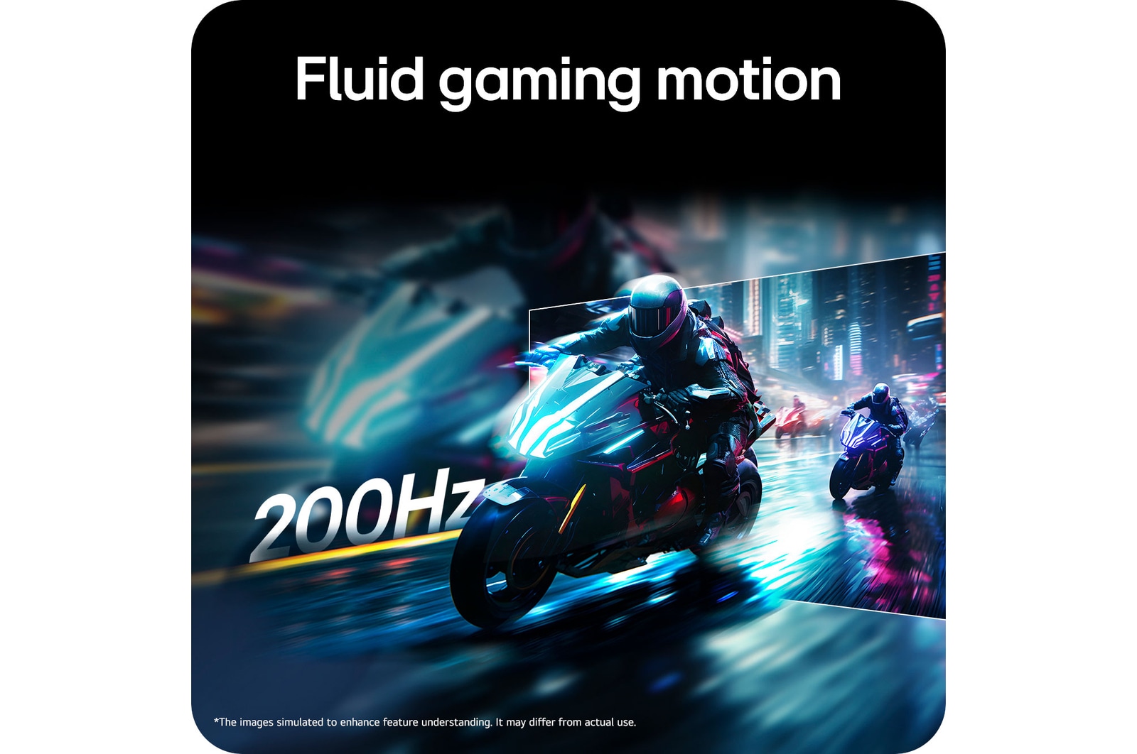 LG UltraGear™ Monitor 27G610A displaying a fluid racing game scene, emphasizing the 200Hz refresh rate for clear and smooth gaming motion.