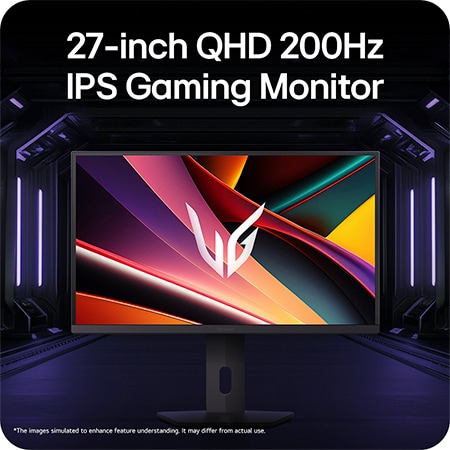 LG UltraGear™ Monitor 27G610A in a gaming environment, emphasizing 27-inch QHD resolution, 200Hz refresh rate, and IPS panel technology.