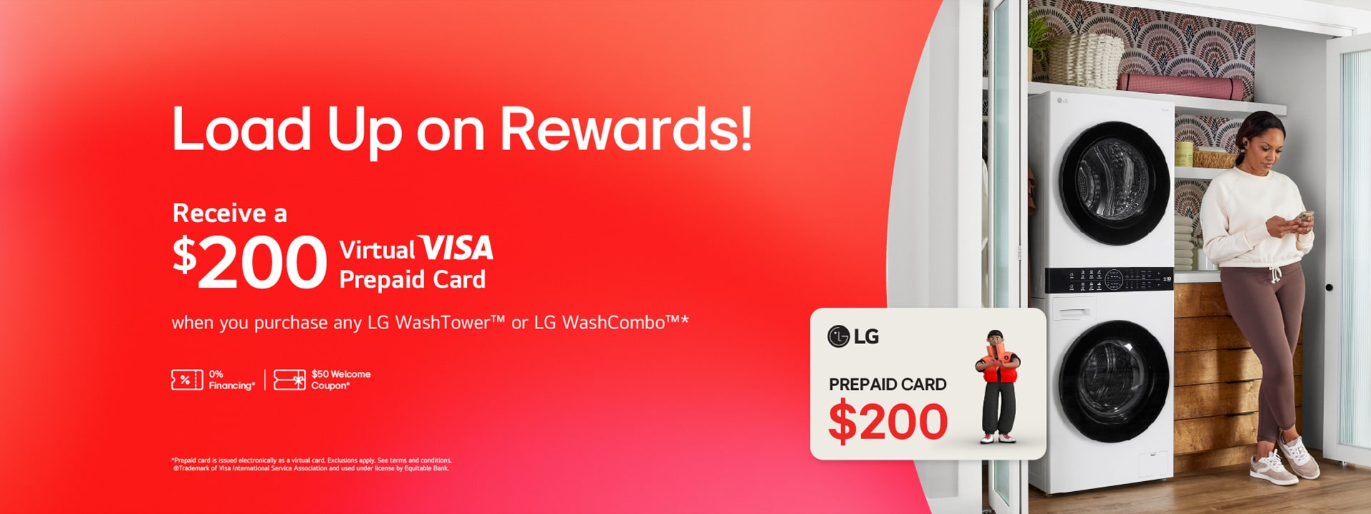 Woman standing beside LG WashTower Laundry Appliance
