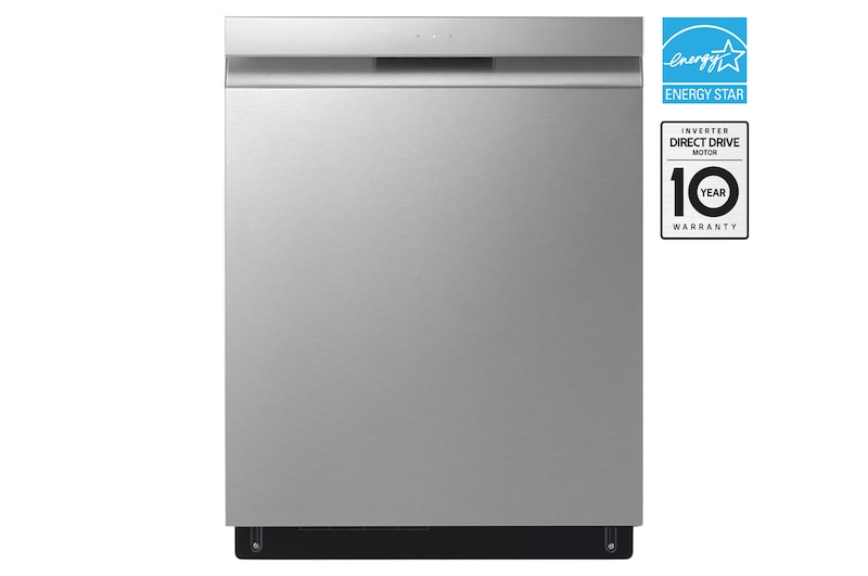 Front view of 24" QuadWash® & Dynamic Dry™ 48 dB, Top Control, Stainless, LG Dishwasher LDPN454HT