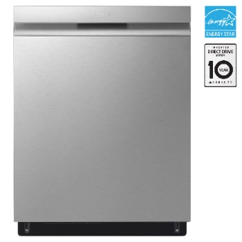 Front view of 24" QuadWash® & Dynamic Dry™ 48 dB, Top Control, Stainless, LG Dishwasher LDPN454HT