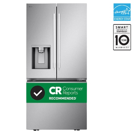 LG 33" 25 cu. ft. Standard-Depth French 3-Door Refrigerator | Ice & Water Dispenser | Dual Ice Maker