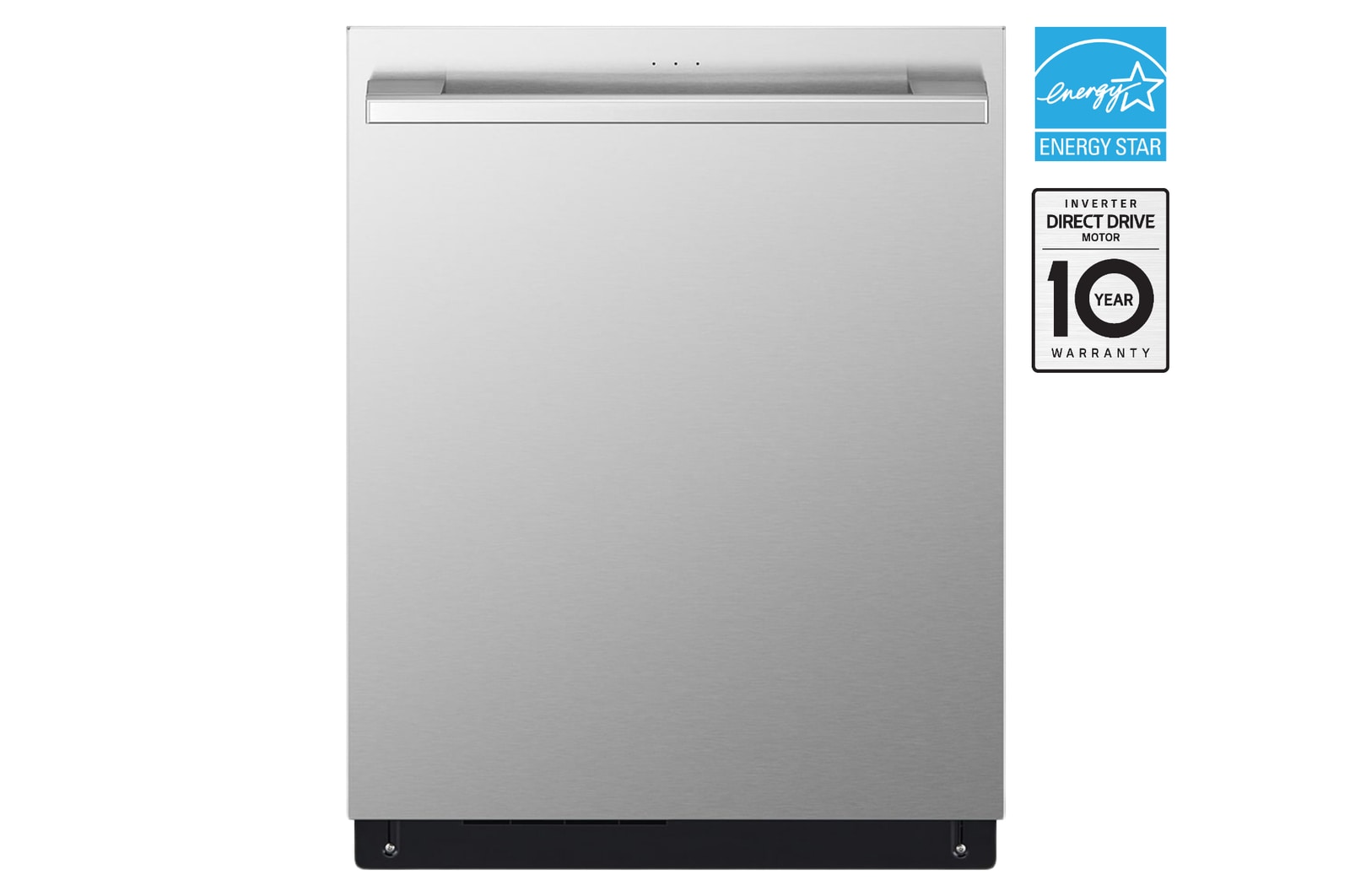 Front view of 24" 1-Hour Wash & Dry, TrueSteam®, QuadWash® Pro & Dynamic Heat Dry™ 40 dB, Top Control, Stainless, LG STUDIO Diswasher SDWB24S3