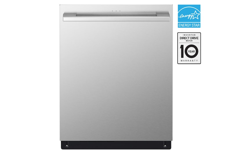 Front view of 24" 1-Hour Wash & Dry, TrueSteam®, QuadWash® Pro & Dynamic Heat Dry™ 40 dB, Top Control, Stainless, LG STUDIO Diswasher SDWB24S3