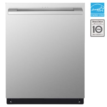 Front view of LG STUDIO 24" 1-Hour Wash & Dry, TrueSteam®, QuadWash® Pro & Dynamic Heat Dry™ 40 dB, Top Control, Stainless SDWB24S3