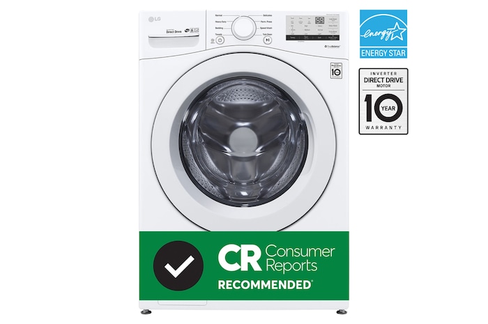 Front view of LG 5.2 cu.ft. Front Load Washer with 6Motion™ and ColdWash™ - WM3400CW