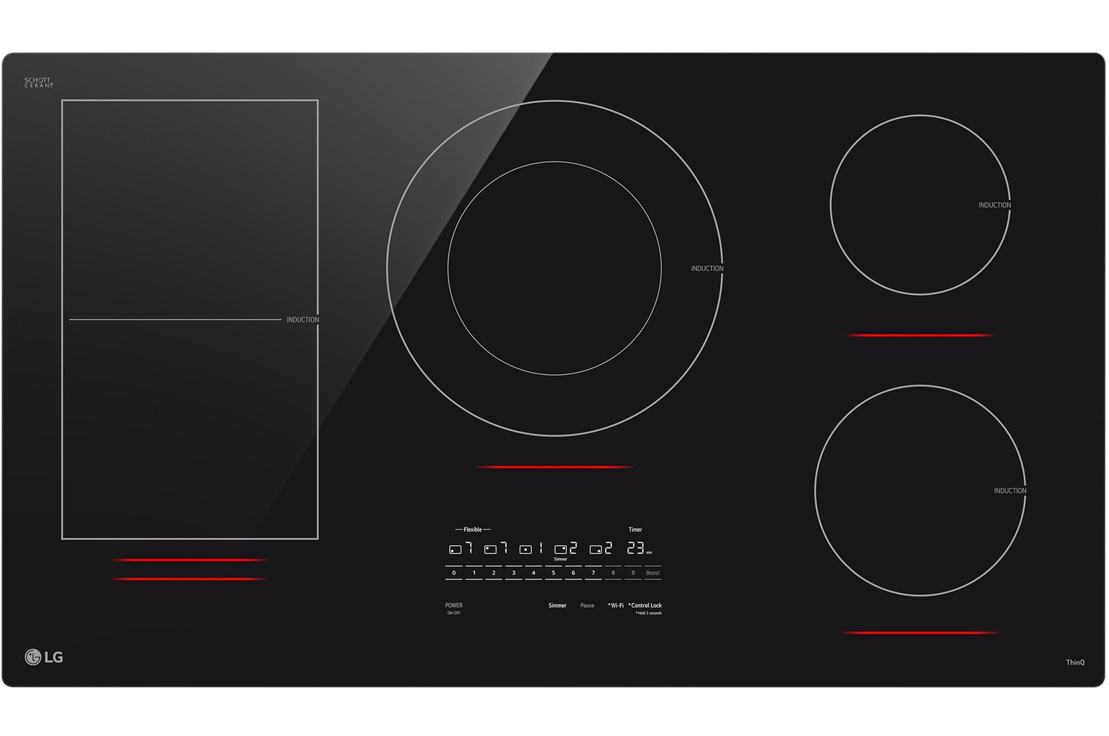 Front view of 36” Induction Cooktop | UltraHeat 5.0kW Element & Smart CBIH3617BE