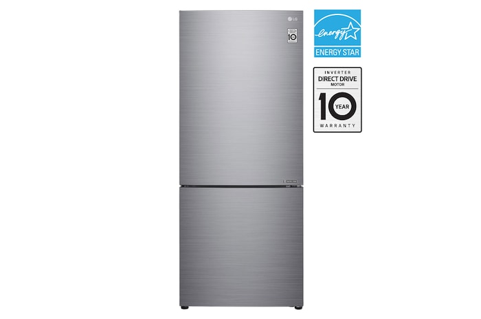 Front view of LG 28" 15 cu.ft. Counter-Depth Bottom Freezer Refrigerator - LBNC15251V