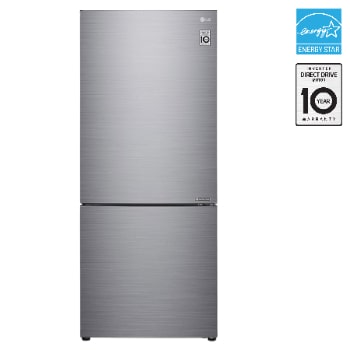 Front view of LG 28" 15 cu.ft. Counter-Depth Bottom Freezer Refrigerator - LBNC15251V