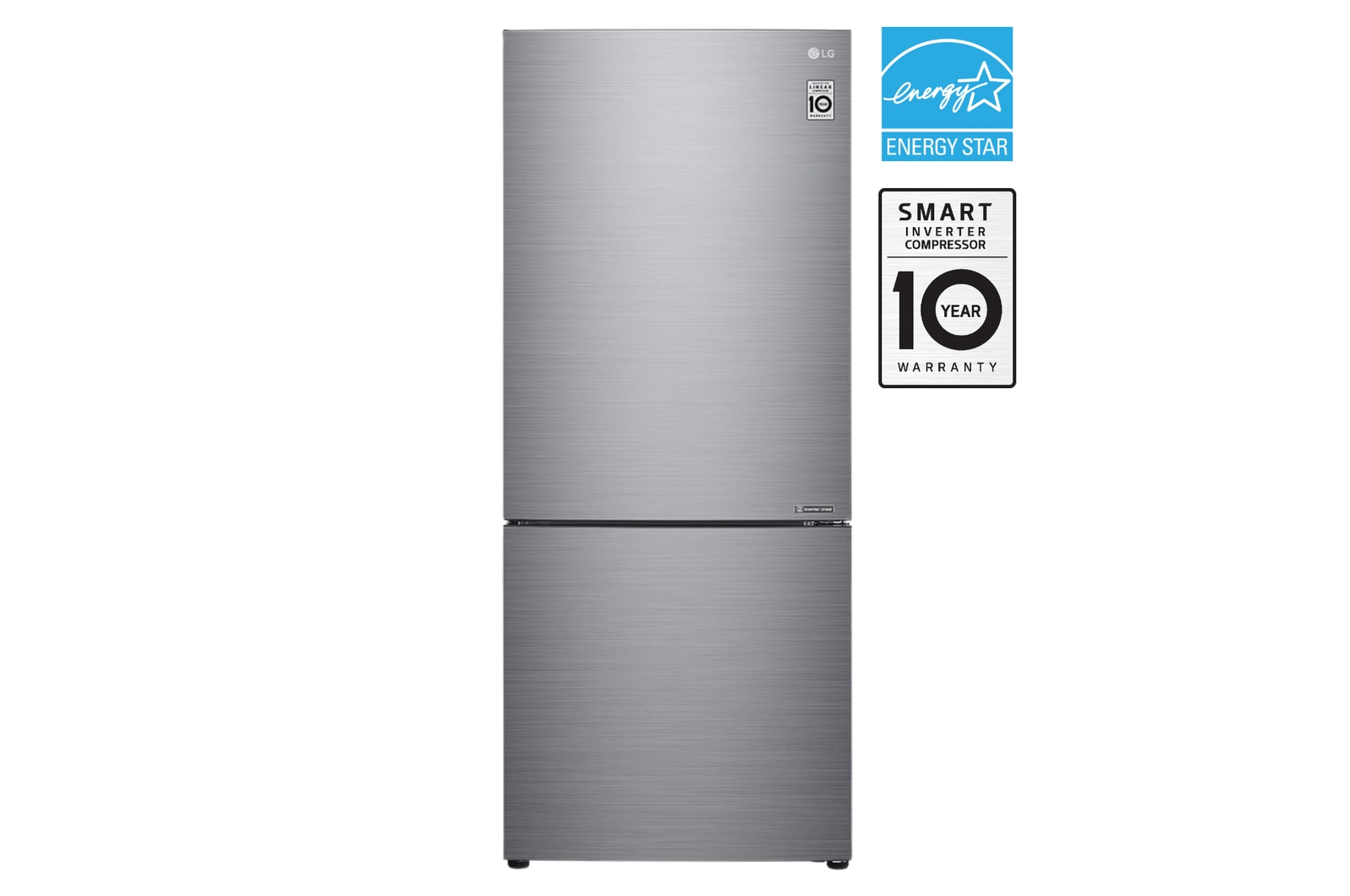 Front view of 28" 15 cu. ft. Counter-Depth Bottom Freezer Refrigerator LBNC15251V
